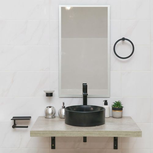 Porta Rollo Martini Con Repisa Para Baño Mate - Negro
