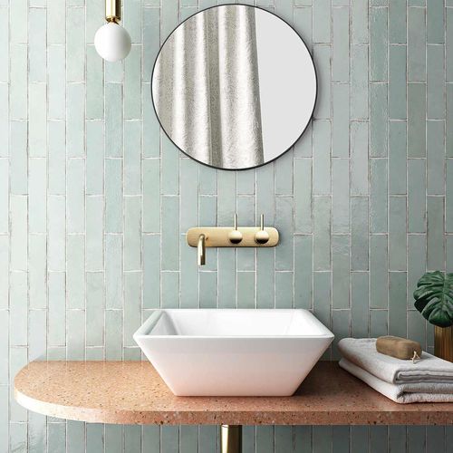 Porcelanato Tribeca Seaglass Mint Brillante - 6X24.6 cm - 0.50 m2