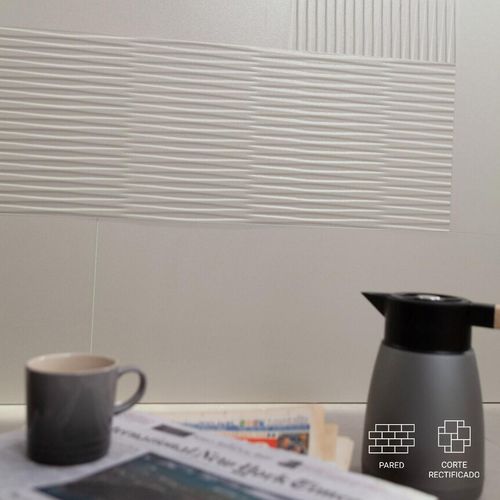 Mayólica Filo Zeus Marfim Metalizado Rectificado - 30 x 90 cm - 1.62 m2