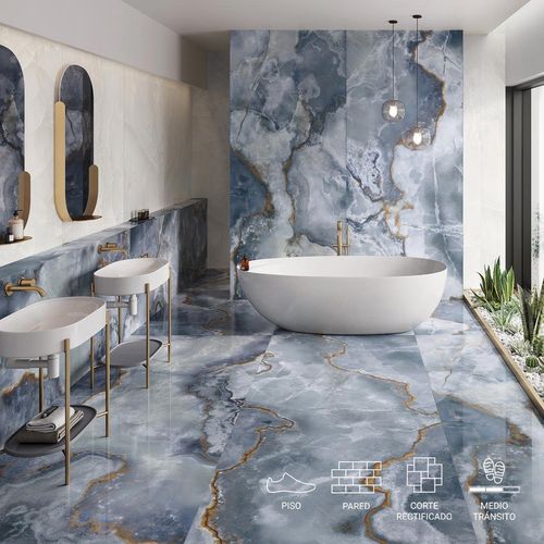 Porcelanato Tele Di Marmo Azul Brillante - 60X120 cm - 1.44 m2