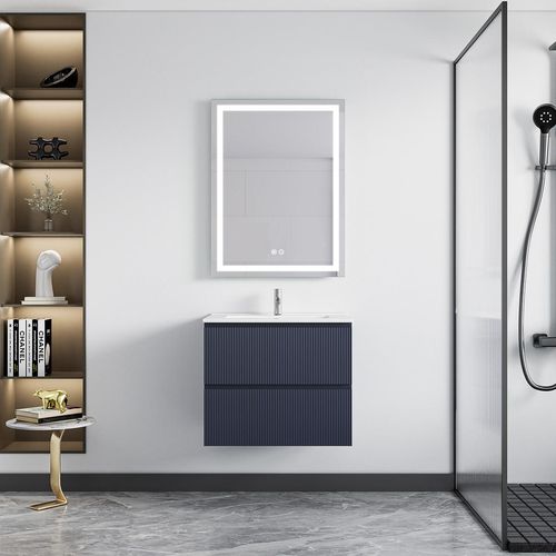 Mueble De Baño Golden Bath Lauren Azul 60X50X46 Cm C/ Rebose Inc. Lavatorio Empotrar