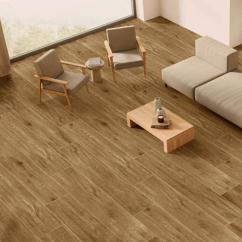 Gres Porcelánico Castaño Maderato Tablon Beige - 19 x 118 cm - 1.34 m2