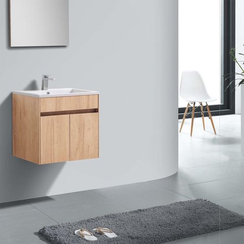 Mueble De Baño Origin Soria Roble Oscuro 60X55X48cm C/Rebose Inc.Bowl Emp.