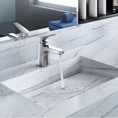 Monocomando Lift Para Lavatorio Pico Alto - Plateado