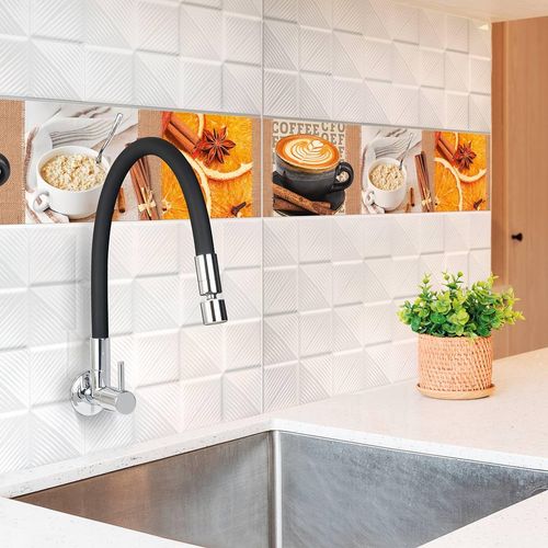 Llave Memphis Para Lavadero Pico Flexible - Plateado/Negro