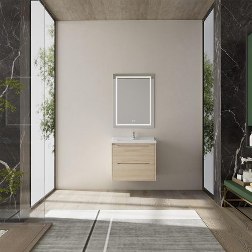 Mueble De Baño Golden Bath Kura Roble 60X50X48 Cm C/ Rebose Inc. Lavatorio Empotrar