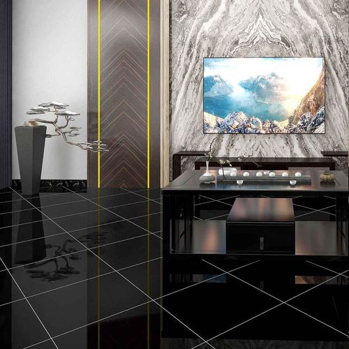 Porcelanato Romantic Unicolor Negro Liso Pulido Nanometrico Rect Kd 60X60 Caja 1.44 M2