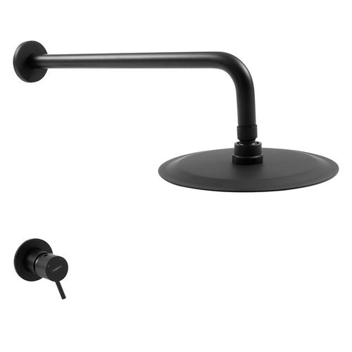 Monocomando Ferretti Holland Max D/Ducha Negra Plus+Salida Slim Redonda 20Cm+Brazo Redondo 38Cm