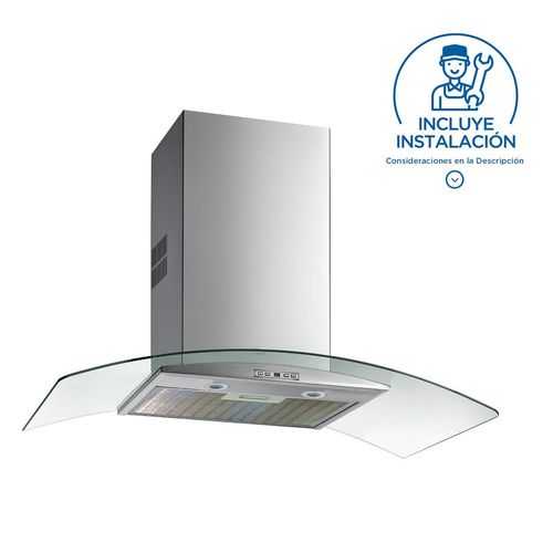Campana Teka Decorativa Con Ala De Cristal Nc 980 01 Motor 03 Vel 90 Cm