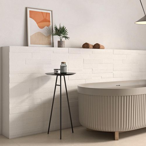 Mayolica Geotiles Portland Blanco Relieve Mate No Rect. Dest. 36X80 Caja 1.15 M2