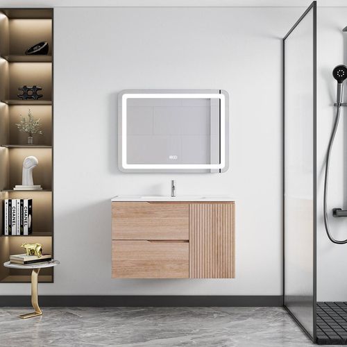 Mueble De Baño Golden Bath Ellen Abeto 80X50X46 Cm C/ Rebose Inc. Lavatorio Empotrar