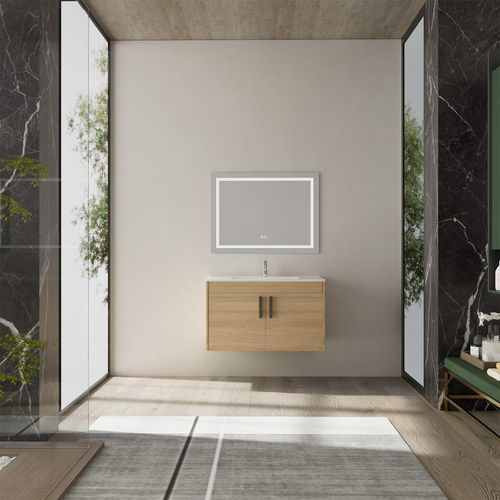 Mueble De Baño Golden Bath Loira Castaño 80X50X46 Cm C/ Rebose Inc. Lavatorio Empotrar