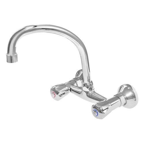 Mezcladora Cobra Stella Cromo P/Cocina Con Cuello Cisne Para Muro, Agua Fria Y Caliente