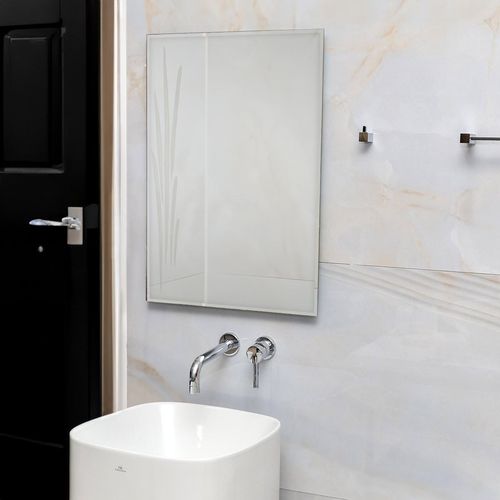 Espejo Claufer Genova De 50 X 70 Cm Cristal De 3Mm Biselado C/Diseño Arenado Inc. Acc. De Inst.