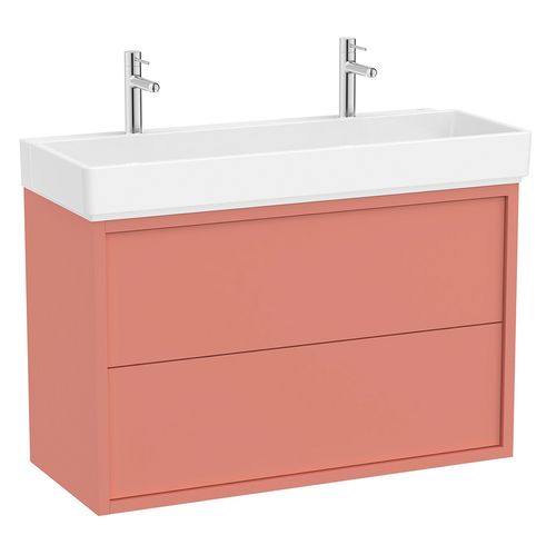 Mueble De Baño Roca Tura Unik C/Dos Cajones P/Dos Griferias Acab. Terracota Claro De 100Cm.