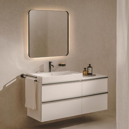 Monocomando Roca Ona P/Lvt Pico Bajo Acabado Negro Titanio C/Desague D/Push