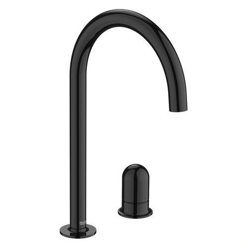 Monocomando Roca Nu P/Lvt. Pico Alto Acab. Negro Titanio C/Manijas De Repisa S/Desague