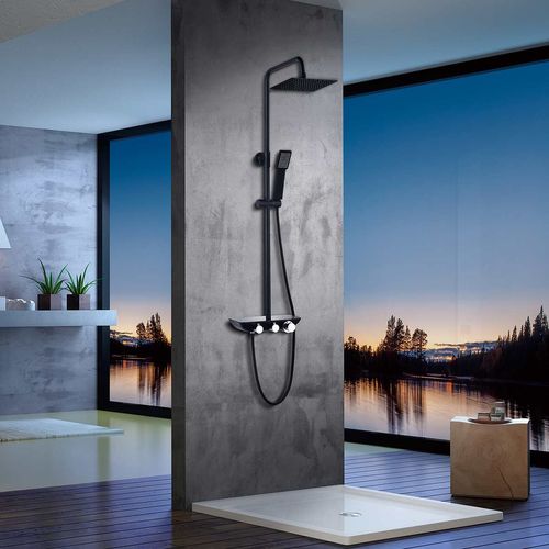 Columna para Ducha MSevilla Negro C/regulador y termostato - 120 cm