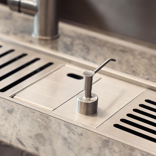 Soporte para Esponja c/Tapa y Dispensador de Jabón líquido - A/Inox - 16 x 15 x 6 cm