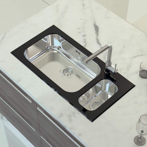 Lavadero Tramontina Vitra Negro 1.5 Poz Vid/Temp C/ Ac.Inox 86X44Cm