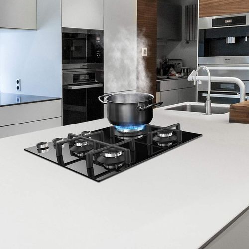 Encimera Vidrio Templado Pure Black a Gas - 60cm - SOLCO077 - S.Collection