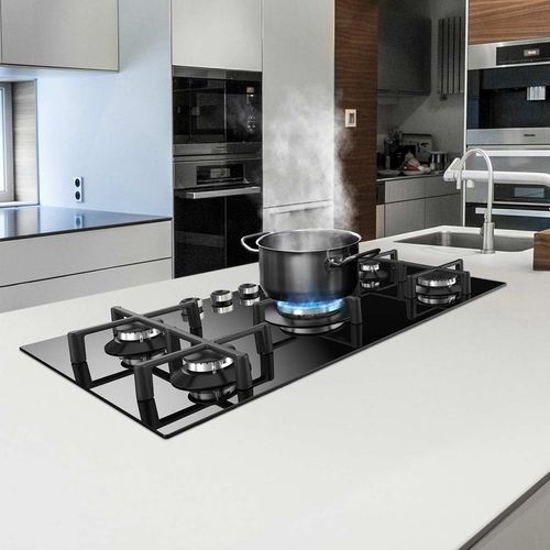 Encimera Vidrio Templado Pure Black a Gas - 90cm - SOLCO076 - S.Collection