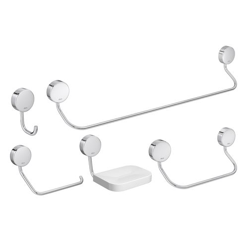 Kit Deca Net D/Accesorios D/Baño 5Pzas (Toa.Barra,Toa.Manos,Papelera,Percha,Jabonera) Cromo