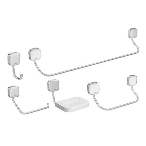 Kit Deca Pix D/Accesorios D/Baño 5Pzas (Toa.Barra,Toa.Manos,Papelera,Percha,Jabonera) Cromo