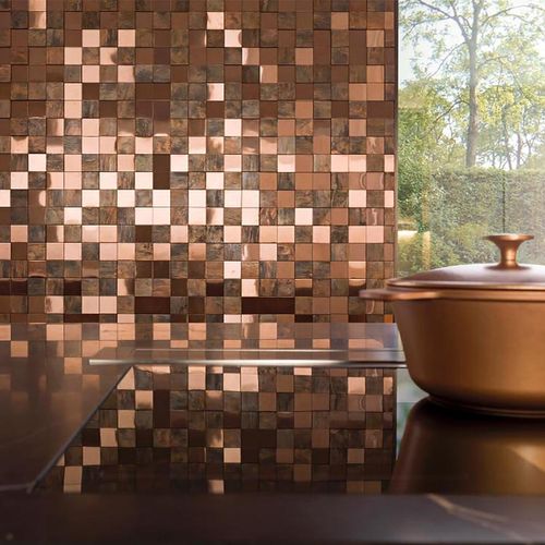 Mosaico Metal Marrón Brillante/Mate - 30X30 cm - 1 pza