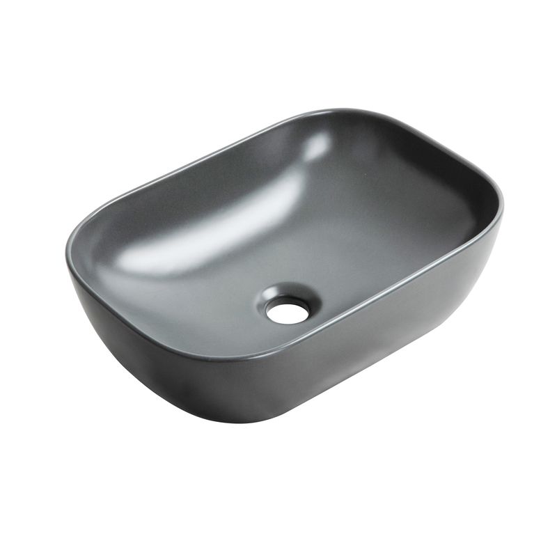 Bowl Riva Luck Rectangular Gris Mate - 45.5x32x13.5 (Inc. Desague push Cerámico)-1764110930289