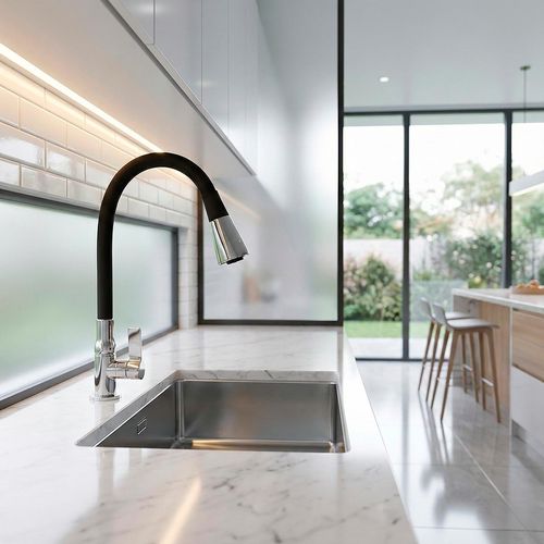 Llave Savona Para Lavadero C/Pico Flex Negro Al Mueble