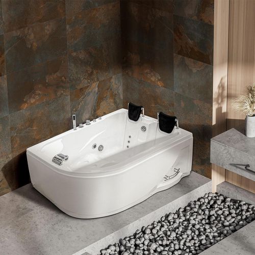 Tina Golden Bath Malibu Blanco 180X120X66 Cm Hidromasaje C/ Cascada (Lado Der.)