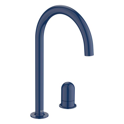 Monocomando Roca Nu Para Lvt. De Pico Alto Color Azul Con Manija De Repisa S/Desague