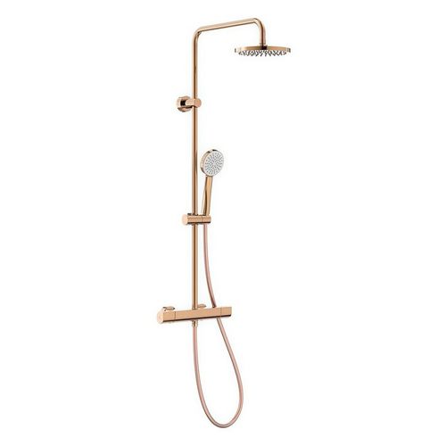 Columna Even T- Round Circular Termostática - Acabado Oro Rosado - Con ducha teléfono