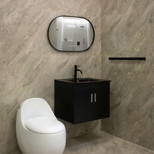 Espejo Cassinelli Premium Zurich Ovalado C/Marco De Fierro Negro Pint. Al Horno 50X80Cm