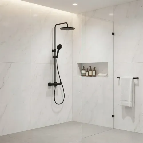 Columna Noken Tec Round Con Ducha Telefono Color Negro Mate