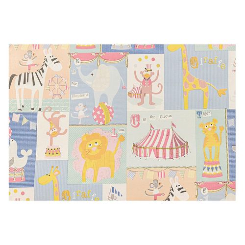 Papel Decorativo Adventures Circus Azul Claro Mate - 53X1000 cm - 5.30 m2