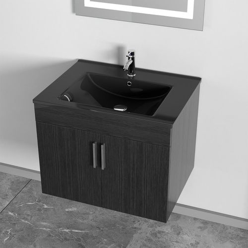 Mueble De Baño Golden Bath Roko Negro 60X50X46 Cm C/ Rebose Inc. Lavatorio Empotrar