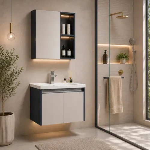 Mueble De Baño Golden Bath Mandiore 60X47X45 Cm Inc. Lavatorio Empotrar C/Rebose+Gabinete Esp