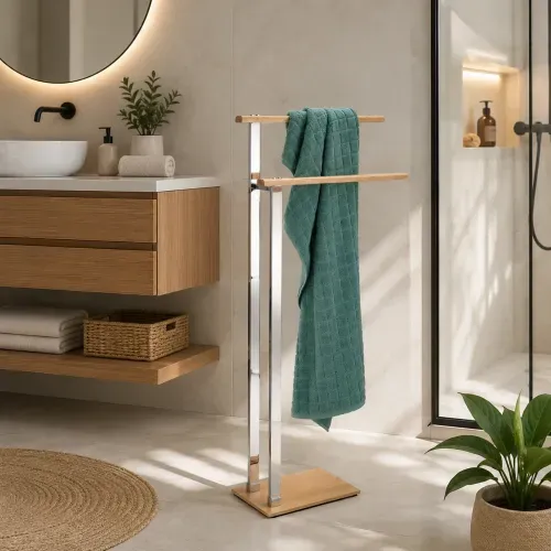 Toallero Natura Piso Para Baño - Marrón