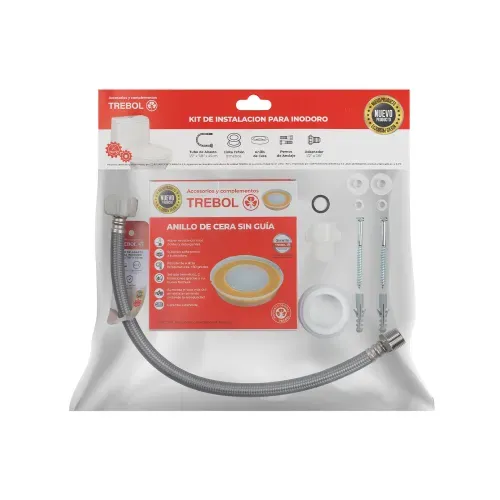 Kit De Instalación Para Inodoro (T.Abasto,P.Anclaje,Anillo Cera,Cint.Teflon,Adaptador)