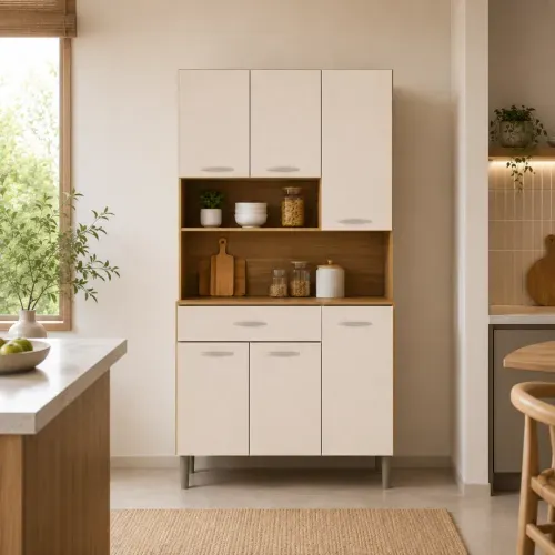 Mueble de Cocina Kits Parana Apolo Alacena de 6 Puertas Arena 91 cm MDP