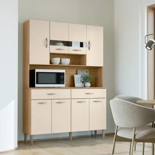 Mueble de Cocina Kits Parana Vogue Light Alacena de 8 Puertas Arena 122 cm MDP
